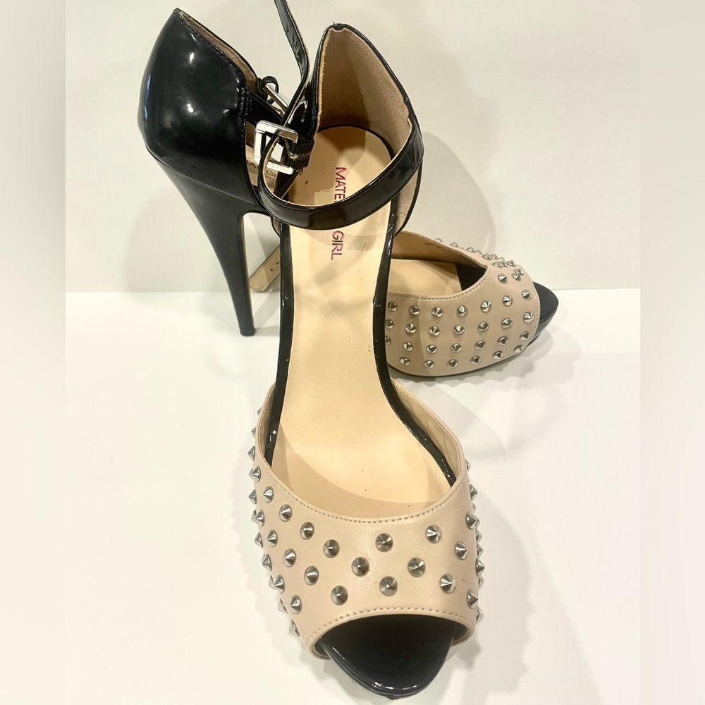 Material Girl Studded Open-toe Platform Pumps
